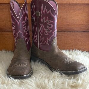 Ariat Delilah Burgundy and Brown Western Leather Cowboy Boots